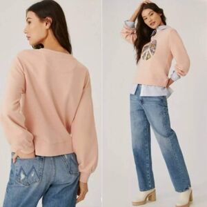 Anthropologie Graphic Peace Sign Peachy Pink Sweatshirt
